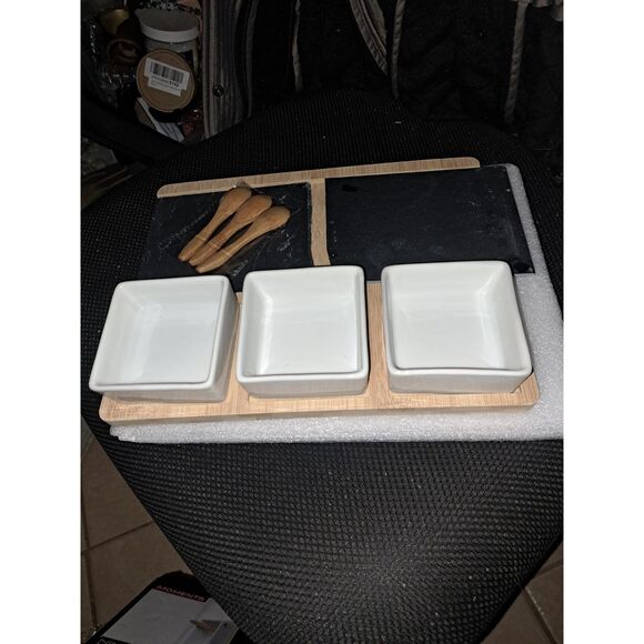 NIB-Moritz & Moritz Bamboo & ceramic platter- Broken slate but useable - Picture 6 of 9